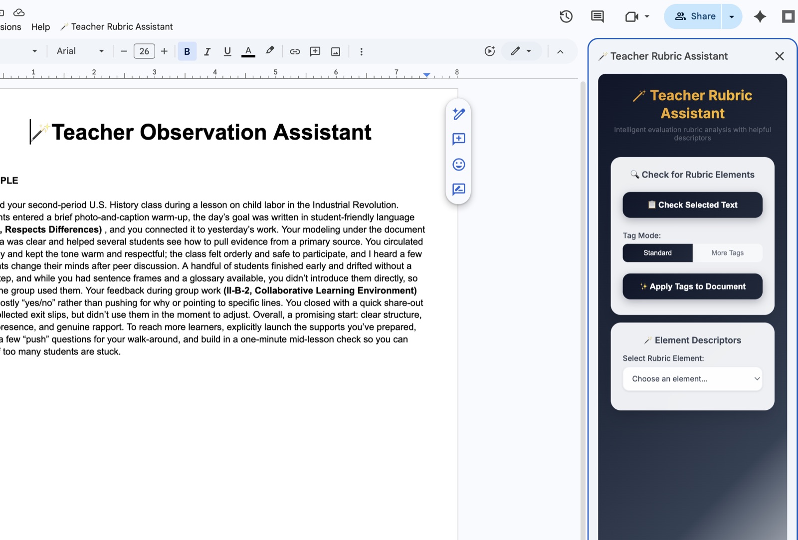 Teacher Observation Tracker
