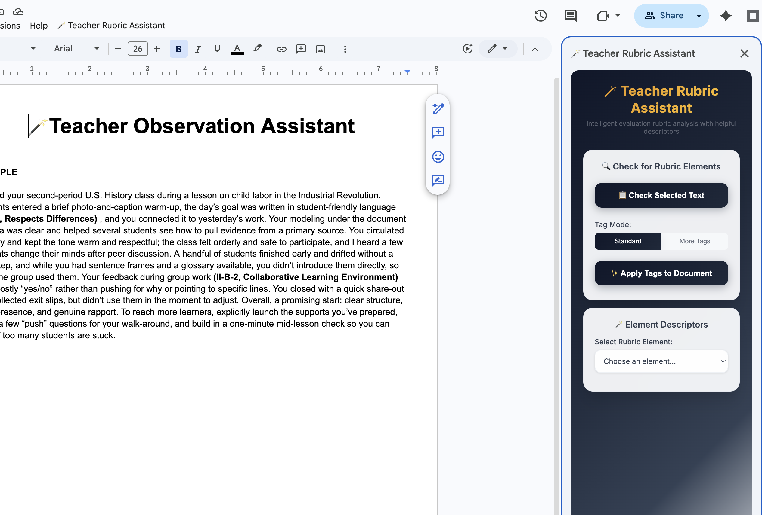 Teacher Observation Assistant